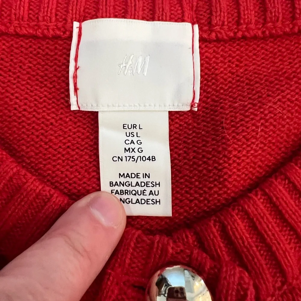 H&M Red Women's Cardigan with Button Detail - Picture 3 of 7